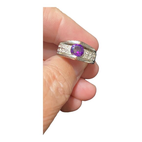 Ring Size 7 CZ Cubic Zirconia/Glass Not Sterling Silver Vintage Jewelry - Picture 10 of 10